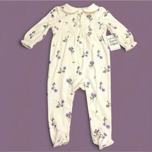 Nordstrom Baby Girls Floral Footed Romper 6M One Piece Cottagecore Heirloom NEW